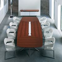 Contemporary boardroom table AUDIENCEwood veneermetal baserectangular