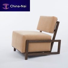 Contemporary fireside chair SITIOfabricwoodenbeige