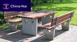 Contemporary picnic table PRM hardwoodconcrete baserectangular