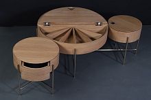 Contemporary coffee table DAVULoakbrass baseround