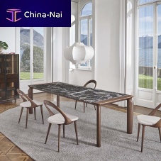 Contemporary dining table AMPHORAwoodenmarblewalnut base