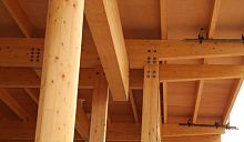 Wooden pillar glulam