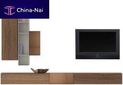 Contemporary TV wall unit LUGANOlacquered woodglassMDF
