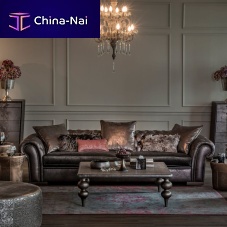 Chesterfield sofa BENTLEYfabricleatherbrown