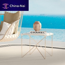 Contemporary side table NOAstainless steellacquered aluminumstainless steel base