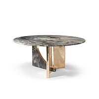 Contemporary table SPINNAKERmarblemetal basemarble base