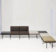 Modular upholstered bench SYScontemporaryfabricpainted steel base