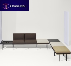 Modular upholstered bench SYScontemporaryfabricpainted steel base