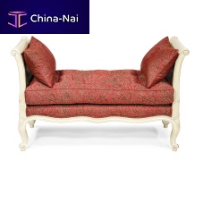 Louis XV style upholstered bench GEORGINA RCAMIER fabricleatherwooden base