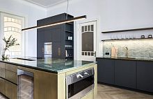 Contemporary kitchen MJ stonelinoleumisland