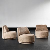 Contemporary fireside chair GUETANleatherfabricgray
