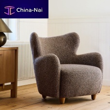 Contemporary armchair Jodie Wingfabricsolid woodbrown