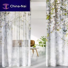 Acoustic fabric FLORENTINA for curtainfloral patternFR polyester