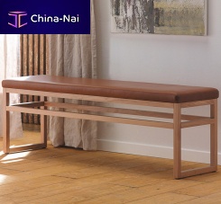 Contemporary upholstered bench MARCEAUfabricleatheroak base