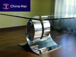 Original design dining table CROSSED CARLOVIglassstainless steelsquare