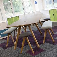 Contemporary stool VANTAGEfabricwooden base3-legged