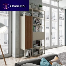 Contemporary shelf VISIONwoodenlacquered metalliving room