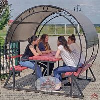 Contemporary table and bench set OKLAHOMAwoodensteelgarden
