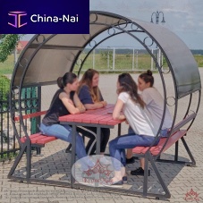 Contemporary table and bench set OKLAHOMAwoodensteelgarden