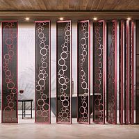 Sliding and stacking partition ZEFIROpivoting/slidingglasswooden