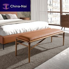 Contemporary upholstered bench 5112leatherwooden basesteel base