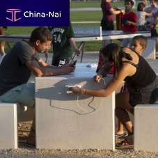 Contemporary table and bench set ANDROMEDAconcreteoutdoorfor public space