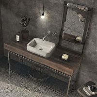 Countertop washbasin concretewithout holewith overflow