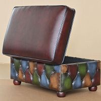 Chesterfield footrest PATCHWORK leather