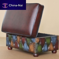 Chesterfield footrest PATCHWORK leather