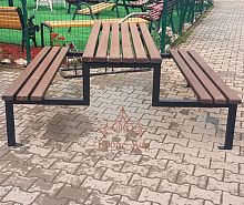 Contemporary table and bench set HAMBURGwoodenmetalcustom