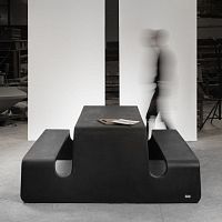 Contemporary table and bench set Tourconcreteoutdoorfor public space