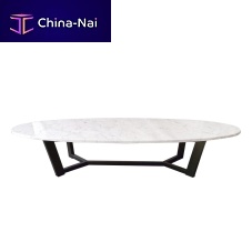 Contemporary coffee table PERRONETmarblepainted metal baseoval