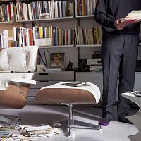 Contemporary footrest fabricleatherash