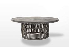 Contemporary coffee table ELBAconcretesynthetic rattanround