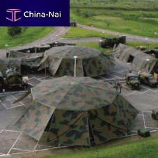 Metal frame tensile structure AMDrooffor shelterwith stainless steel membrane