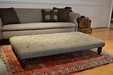Chesterfield ottoman BOWMOREfabricleatherwooden