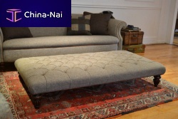 Chesterfield ottoman BOWMOREfabricleatherwooden
