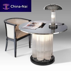 Art Deco table 867nickel-plated brassglassmetal base