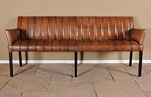 Traditional bench CUBE DENVERleatherwith backrest