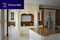 Classic kitchen ROYALsolid woodislandwith handle