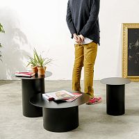 Contemporary coffee table CHIODO 4, CHIODO 5 & CHIODO 6ironroundwith storage compartment