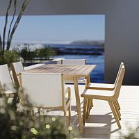 Contemporary dining chair SOLISoutdoorresincherrywood base