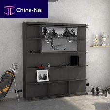 Contemporary TV wall unit LMGwoodenmetalwith shelves