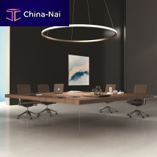Contemporary boardroom table KYOTOwoodenmelamine baselacquered glass base