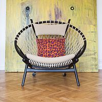 Contemporary armchair pp130 fabricleatherwooden