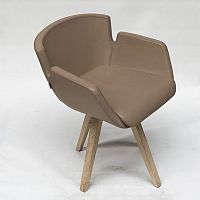 Modern lounge chair NUBIA 2900Pleatherfabricsolid wood