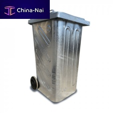 Galvanised steel waste container for household wastewith lid2-wheel