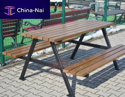 Contemporary table and bench set BRATISLAVAwoodenmetalcustom