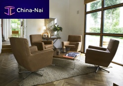 Contemporary armchair COOPERleatherfabriccentral base