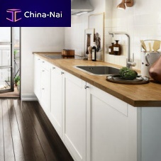Contemporary kitchen SHAKER WHITEwoodenwith handlelacquered